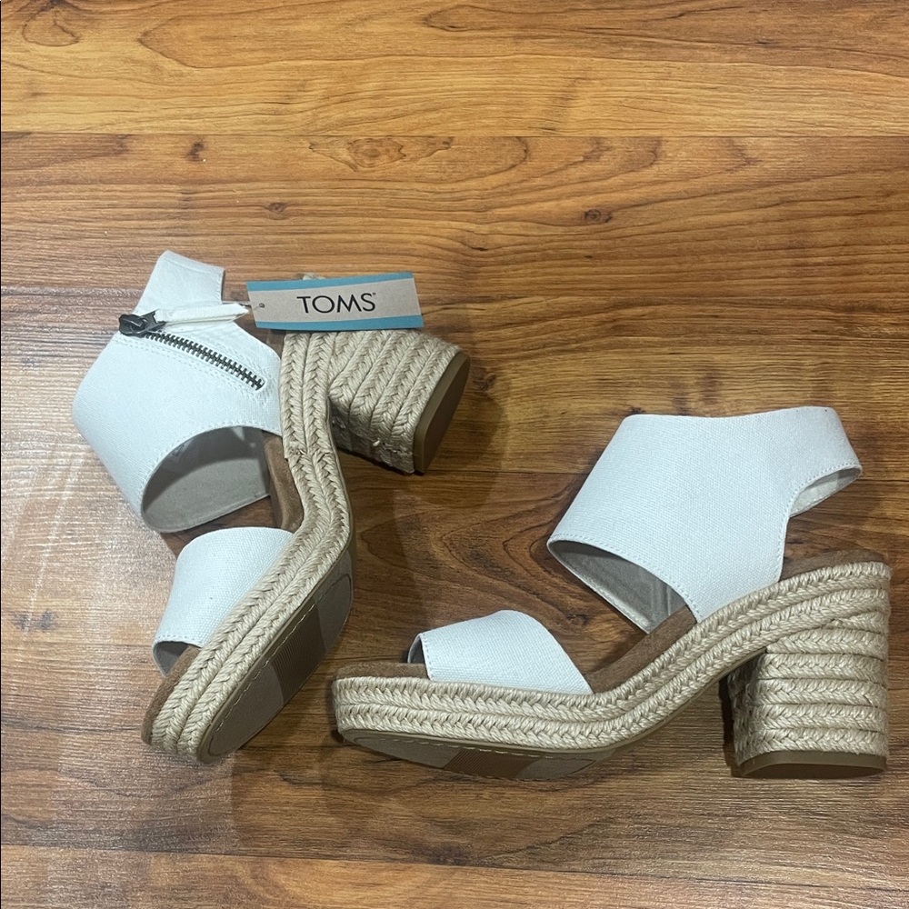 TOMS White Canvas Double-Band Slingback Sandals - Picture 3 of 5
